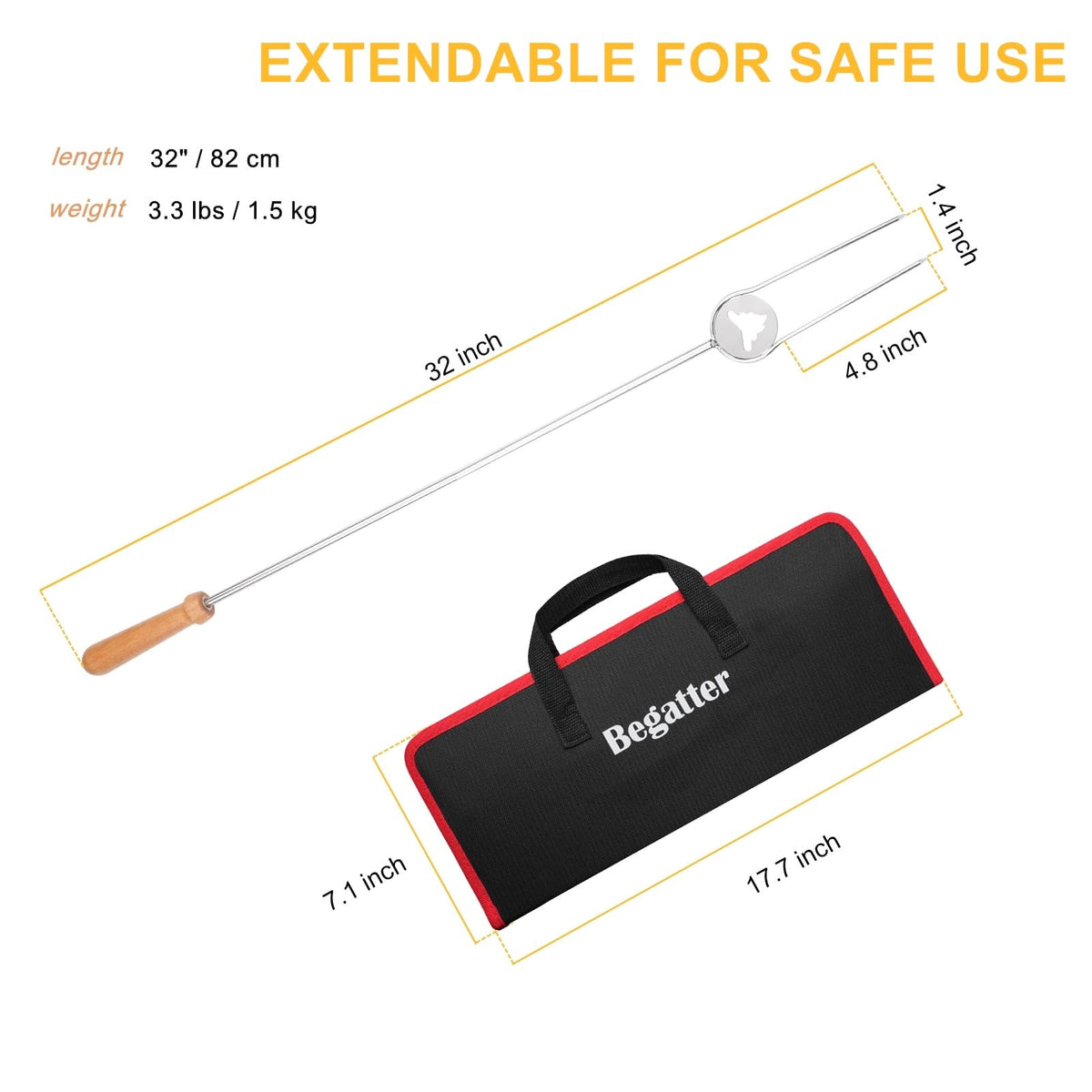 Begatter 4-pack camping skewers ideal for family gatherings around the fire.