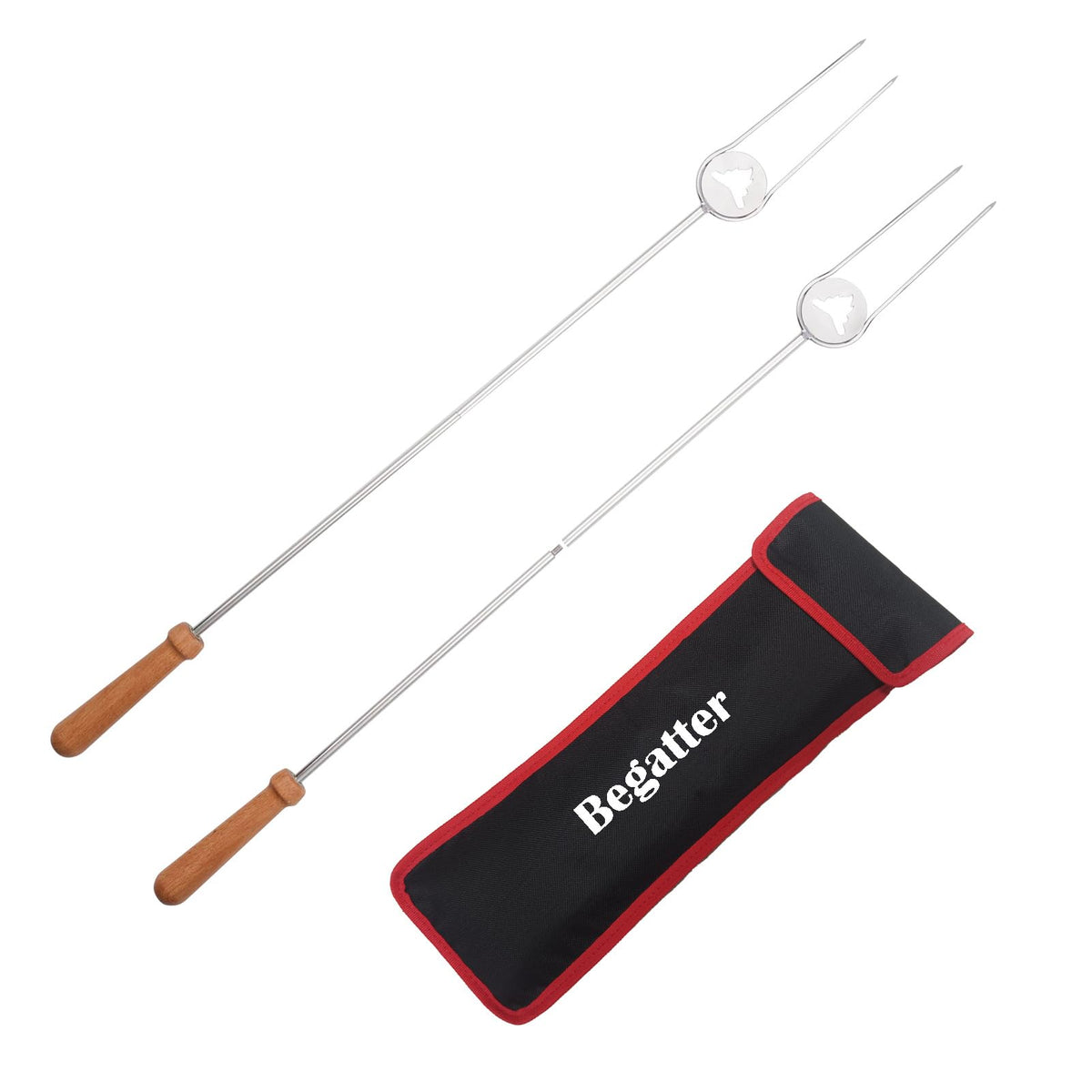 Begatter heavy-duty roasting stick 32-inch reach for safe campfire toasting