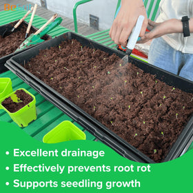 BeGrit mesh-bottom tray promotes airflow to roots.