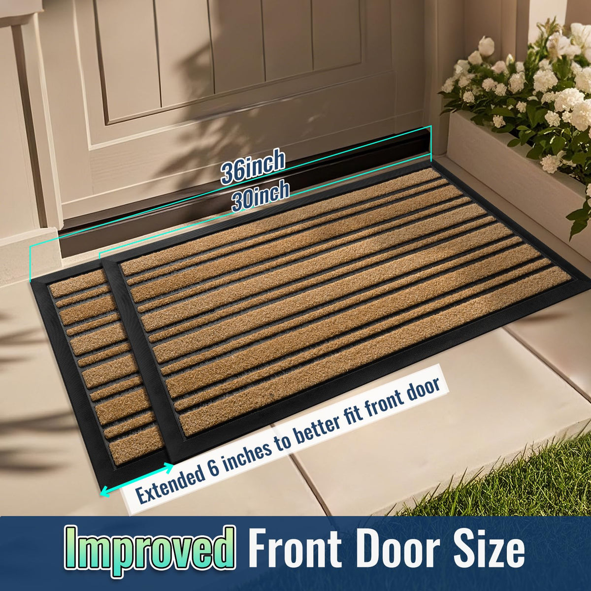 BEHERO all-season waterproof doormat withstands rain, snow, and daily use