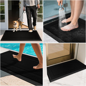 BEHERO black front door mat offers durable, low-odor protection.