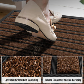 BEHERO welcome mat outdoor non-slip surface helps prevent slips at entry