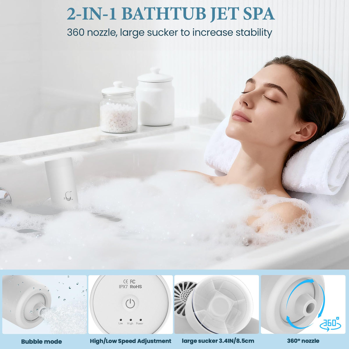 BeiliuDevise bubble mode bath jets creating a soothing bubbly soak