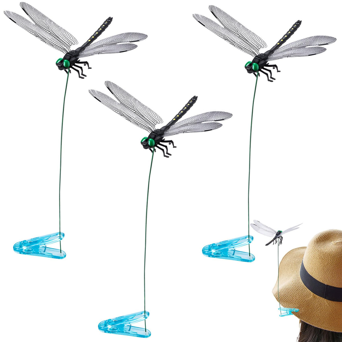 BEIQIYA dragonfly clip with lifelike wings enhances garden decor and natural ambiance