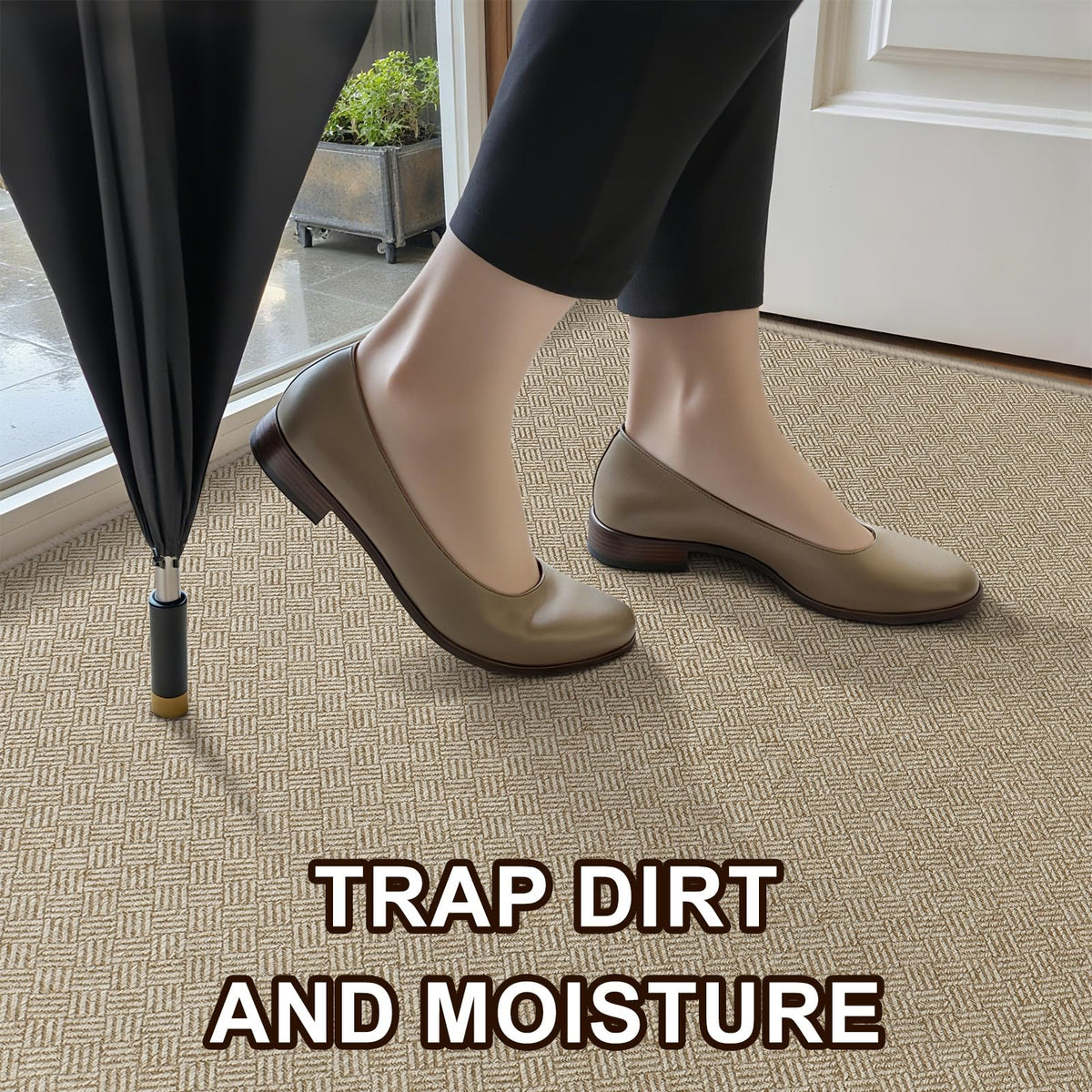 BEISIFLOOR non-slip backing door mat prevents slips and trips near entryways.