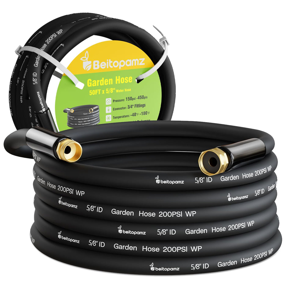 Beitopamz garden hose 50ft coiled, easy storage and quick access