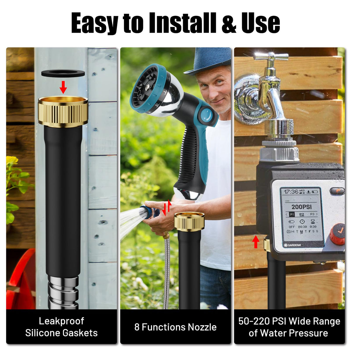 Beitopamz flexible hose easily rounds trees and corners