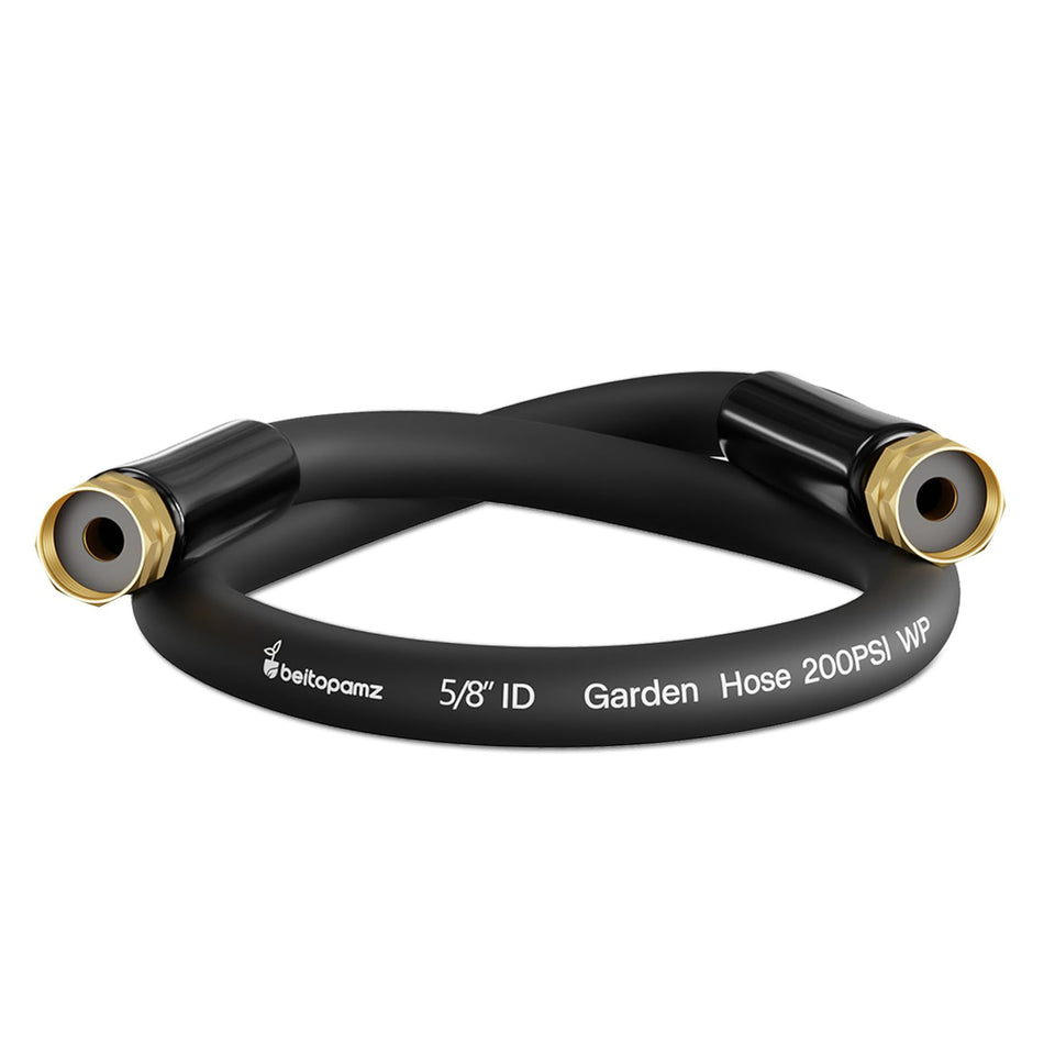 Beitopamz short garden hose with a female-to-female connector for leak-free setup.