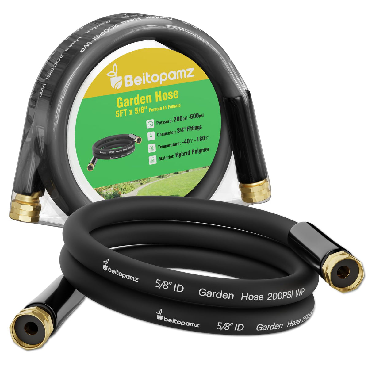 Beitopamz short garden hose 5ft connection for easy setup and leak-free flow.
