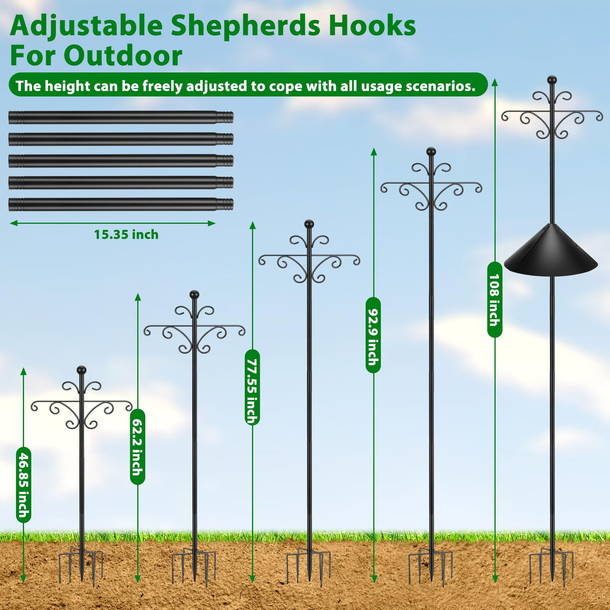 BEIUTAO 7-prong base keeps the stand steady in windy outdoor spaces.