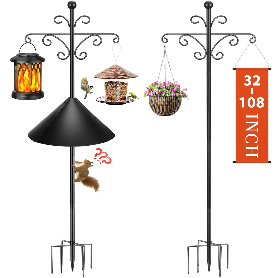 BEIUTAO bird feeder pole at full height for backyard birds and clear visibility.
