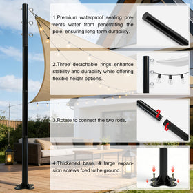 Beizelte adjustable height poles offer flexible sun shade placement.