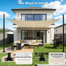 Beizelte concrete installation uses expansion bolts for secure mounting.