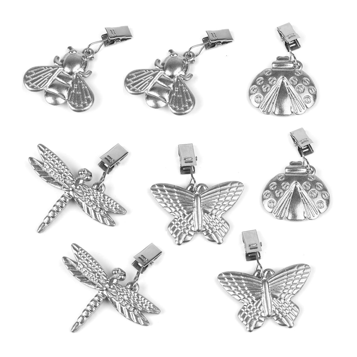 Bekith 8-pack tablecloth weights, top view, ready for outdoor dining.