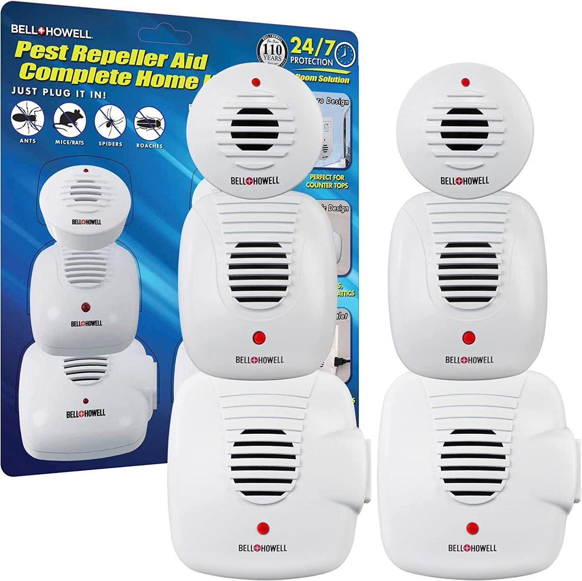 Bell+Howell ultrasonic pest repeller front view for silent deterrence