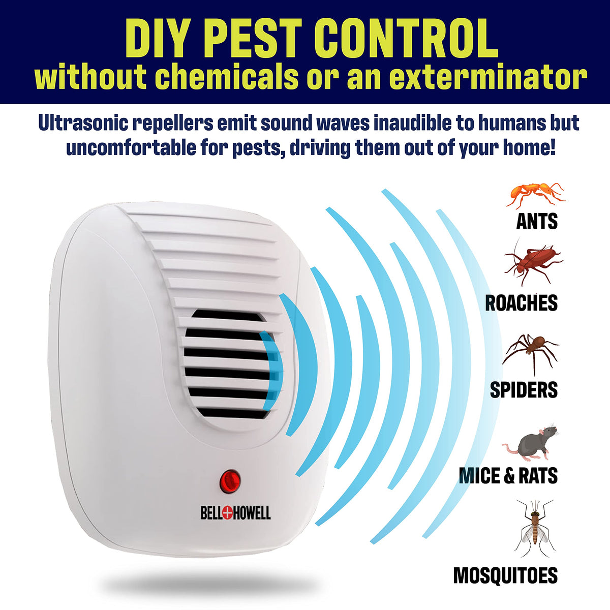 Bell+Howell ultrasonic pest repeller micro-size fits compact spaces