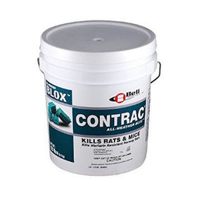 Bell Laboratories Contrac Blox bait blocks for rodent control, effective in diverse conditions.