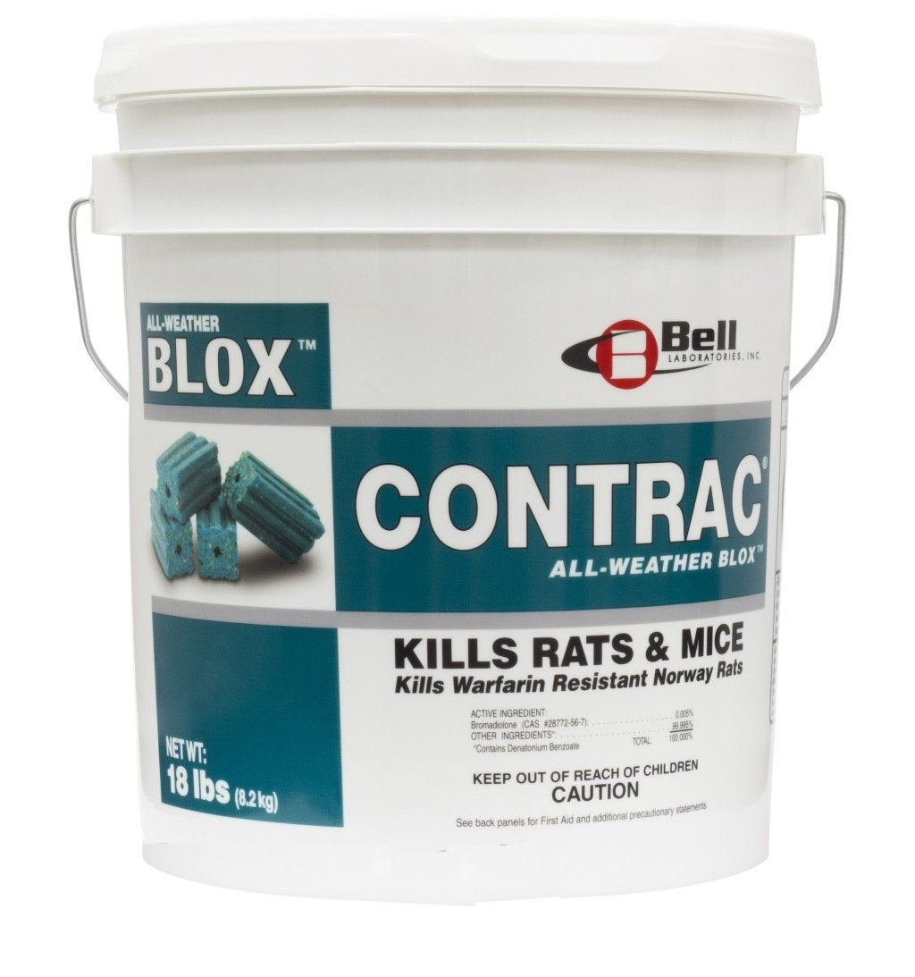 Bell Laboratories Contrac Blox bait-station setup supports safe, contained rodent control.