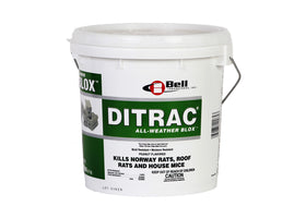 Bell Laboratories Ditrac All-Weather Blox shows durable year-round rodent bait for indoor or outdoor use.