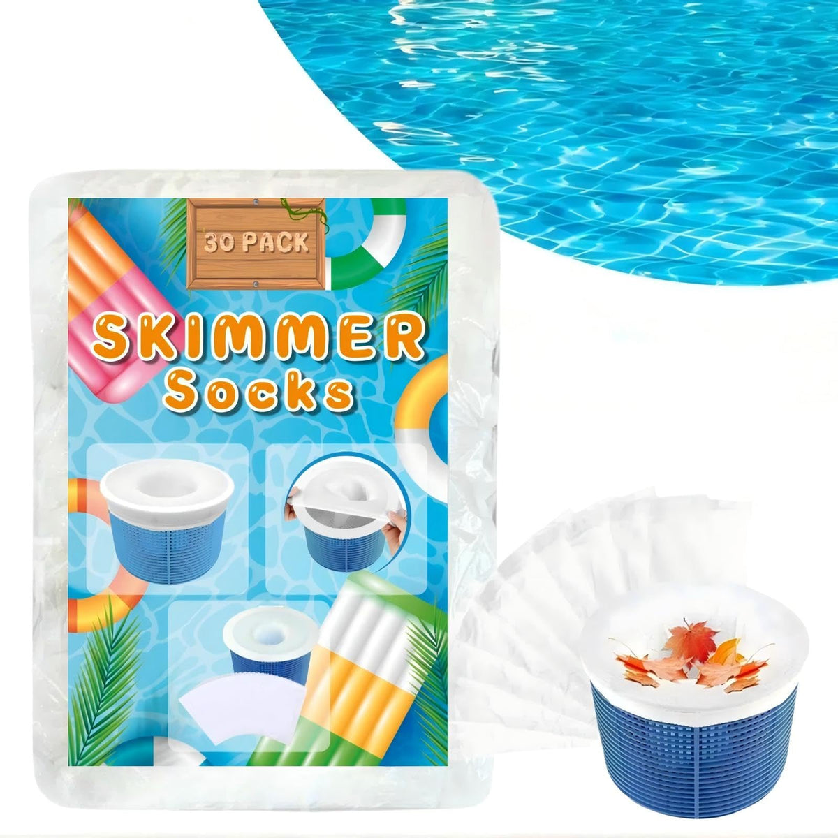 Bellar dog hair catcher sock filtering pet hair before reaching the basket, improving skimmer performance.