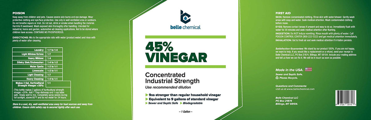 Belle Chemical 45% vinegar descaling mineral deposits in appliances