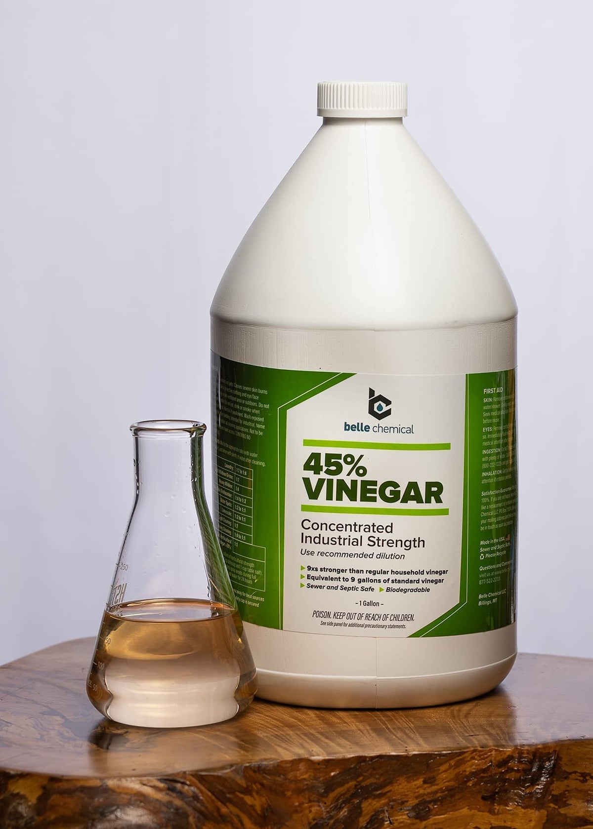 Belle Chemical 45% vinegar demonstrates surface cleaning on tough grime