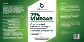 Belle Chemical 75% vinegar bottle closeup highlighting high concentration for industrial cleaning.