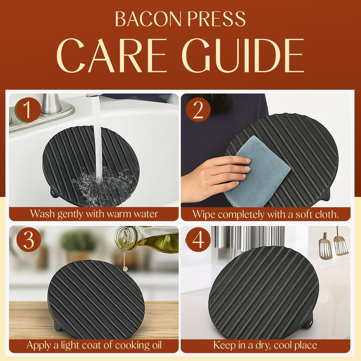 Bellemain 7-inch round press fits standard pans for versatile kitchen use.