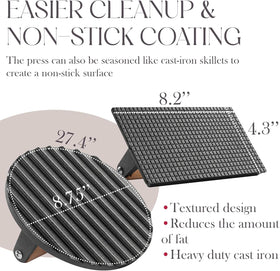 Bellemain grill press used on griddle, skillet, or BBQ for versatile cooking