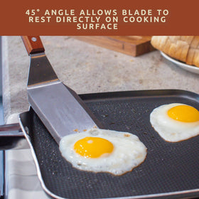 Bellemain spatula scraper side designed for fast cleanup after grilling.