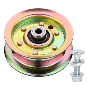 Belleone 177968 flat idler pulley front view shows durable design for mower belts