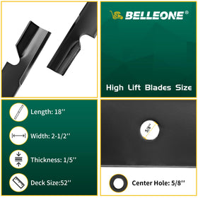 Close-up of Belleone blade cutting edge designed for smooth lawn cuts