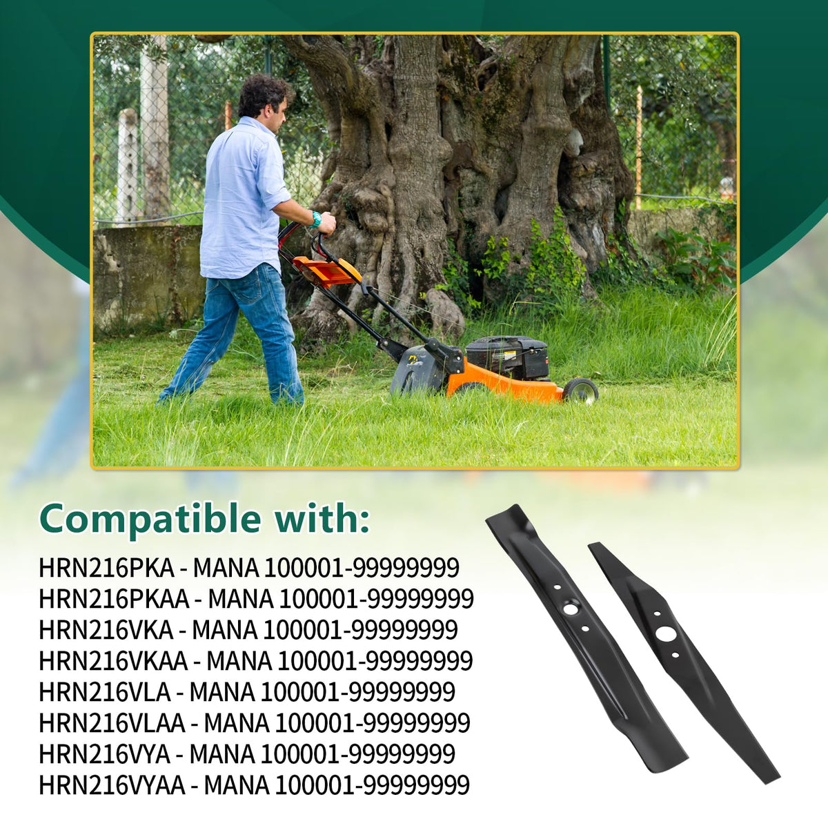 Belleone twin blade set ready for compatible Honda mowers