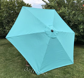 BELLRINO Peacock Blue canopy front view for a 9 ft umbrella, protective shade.