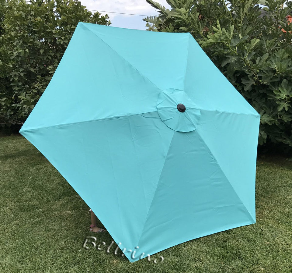 BELLRINO Peacock Blue canopy front view for a 9 ft umbrella, protective shade.