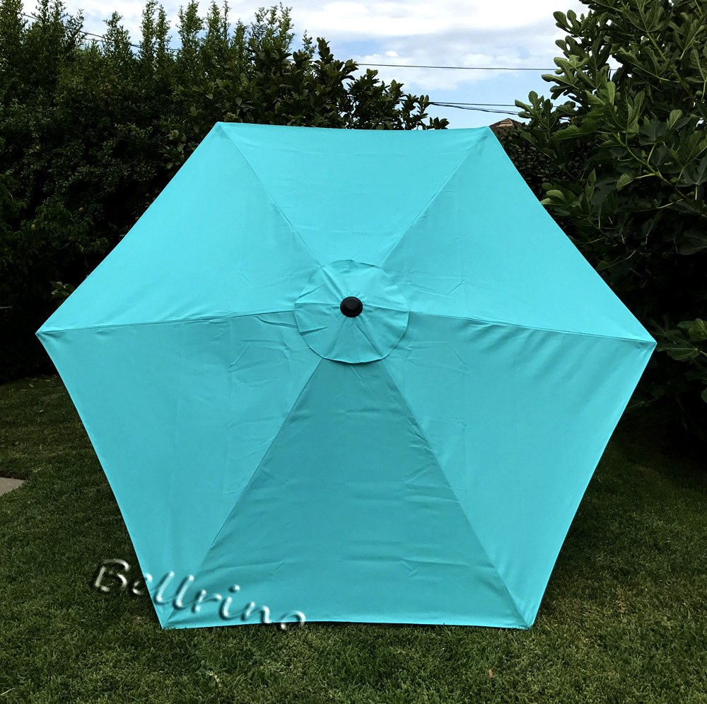 BELLRINO Peacock Blue canopy side view showing fit with 6-rib frame.