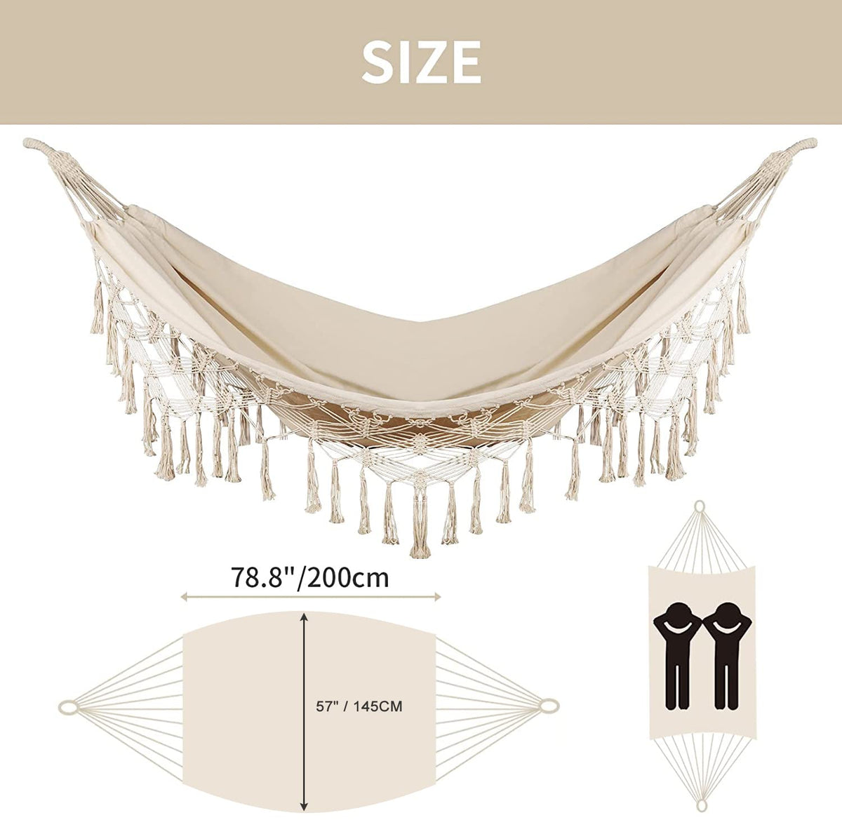 Bellzacasa hammock tassels side detail ideal for decorative lounging
