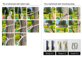 Bellzacasa double hammock demonstrates simple setup between trees or posts.