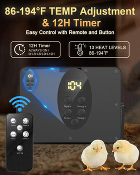 BEMOKURI brooder plate temperature dial enables precise 86–194°F control.