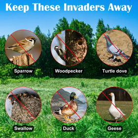 Benasan bird scare ribbon deck-fence-usage adds visible deterrence for gardens and homes.