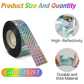 Benasan bird scare ribbon roof-application creates glare that discourages birds from landing.