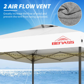 Benass adjustable-height legs offer customizable shade and height.