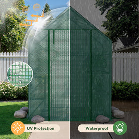Benass greenhouse includes thermometer and hygrometer for climate monitoring.