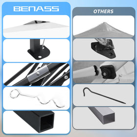 Benass two-way vent design stabilizes the canopy during breeze.