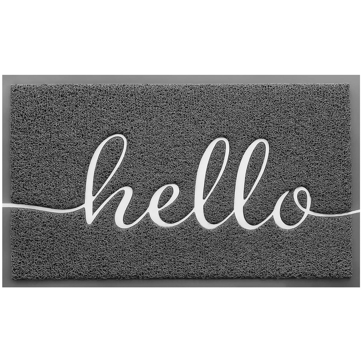 BeneathYourFeet door mat with hello embossing traps dirt at the entry