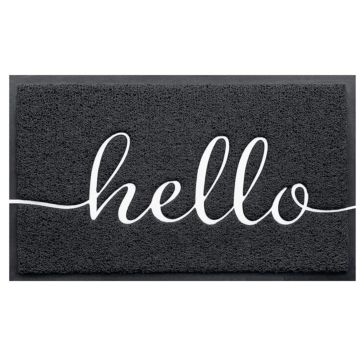 BeneathYourFeet hello-embossed mat traps dirt at the threshold.
