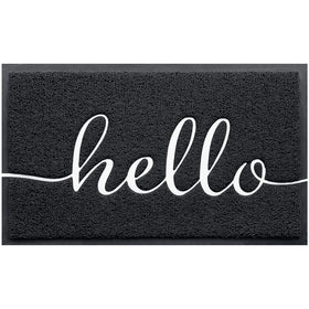 BeneathYourFeet door mat with hello embossing resists wear while welcoming guests.