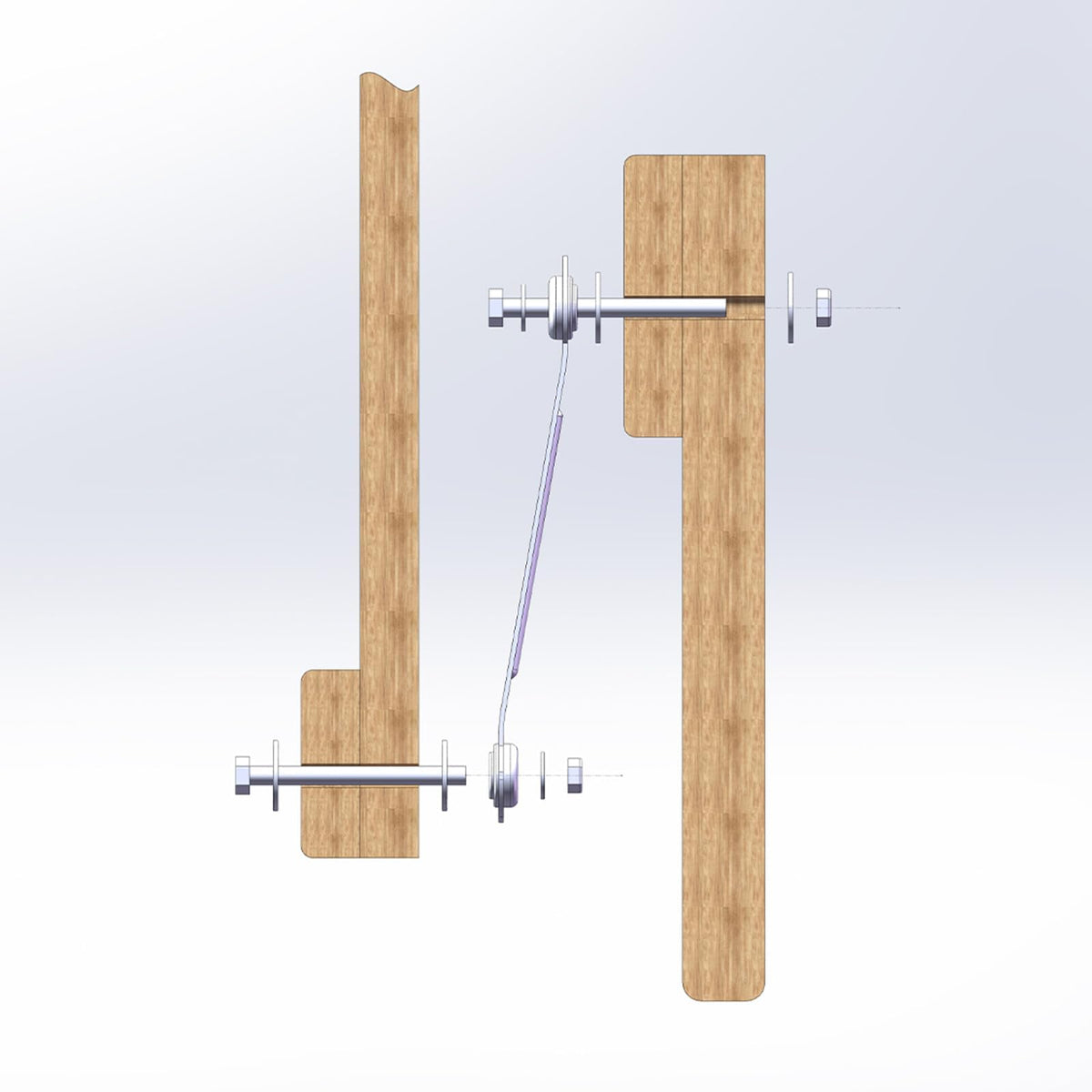 Beneouya glider arm bracket showing 1/4-inch bolt holes for easy mounting.