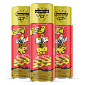 Bengal Gold Roach Spray can front for odorless indoor pest control in kitchens and baths.