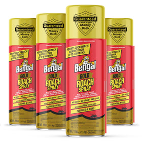 Bengal Gold Roach Spray front label shows odorless, long-lasting protection.